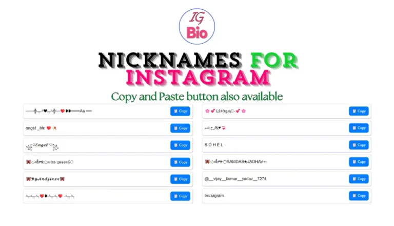 Nicknames for Instagram | Copy & Paste