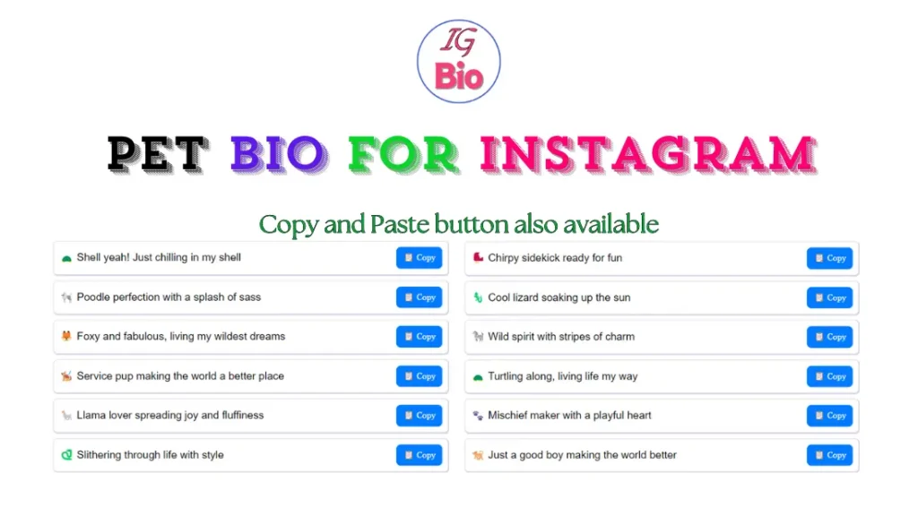 100+ Pet Bio for Instagram | Copy & Paste