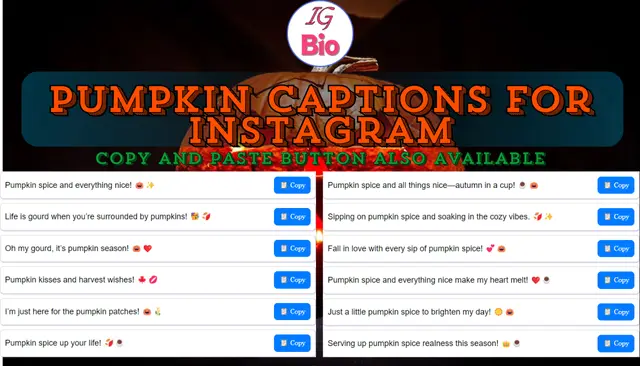 Pumpkin Captions for Instagram | Copy & Paste