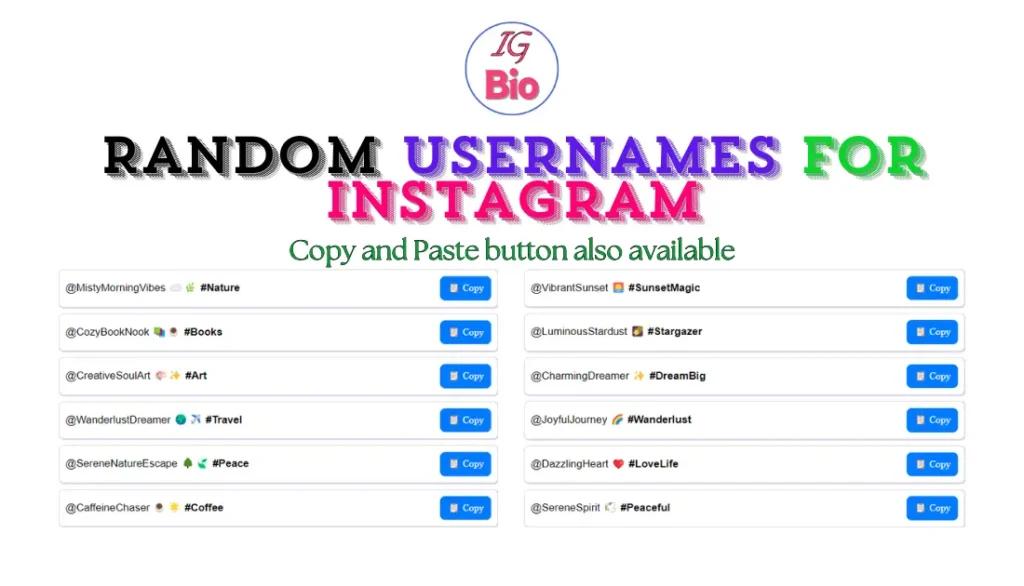 Random Usernames for Instagram | Copy & Paste