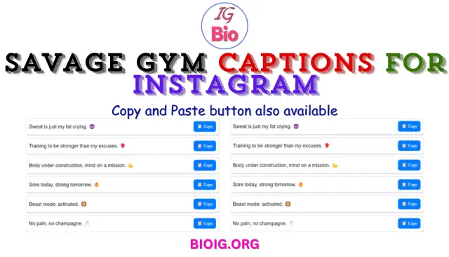 100+ Savage Gym Captions For Instagram | Copy & Paste