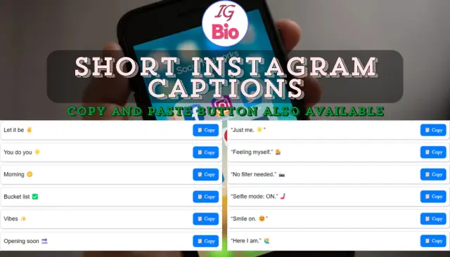 Short Instagram Captions | Copy & Paste Image