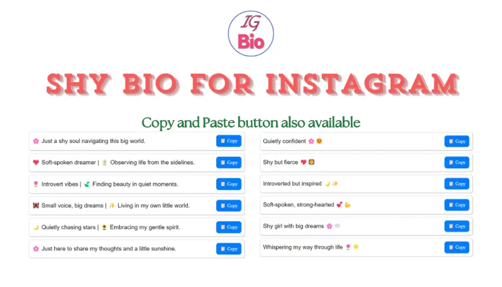 100+ Shy Bio for Instagram | Copy & Paste