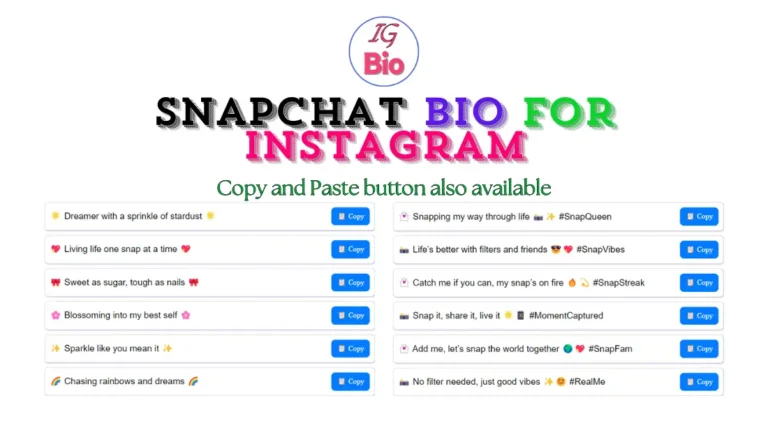 100+ Snapchat Bio For Instagram | Copy & Paste