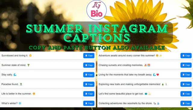 Summer Instagram Captions | Copy & Paste