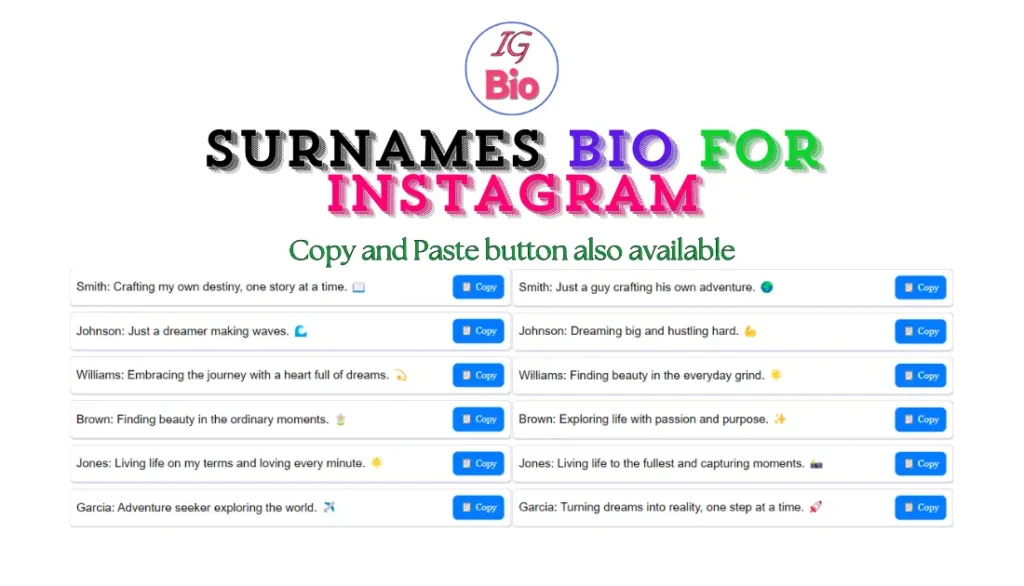 100+ Surnames Bio for Instagram | Copy & Paste