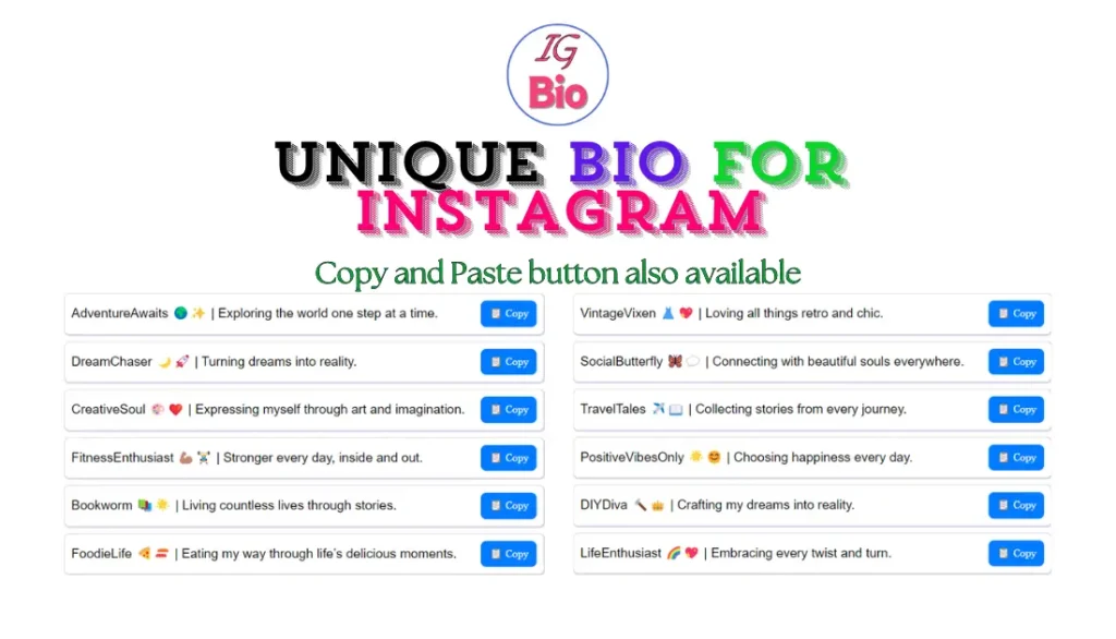 100+ Unique Bio for Instagram | Copy & Paste