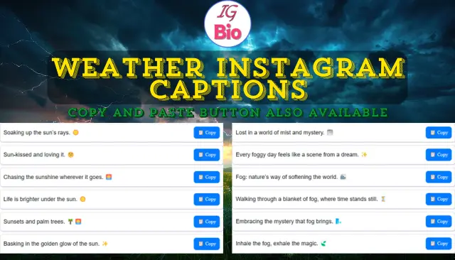 Weather Instagram Captions | Copy & Paste