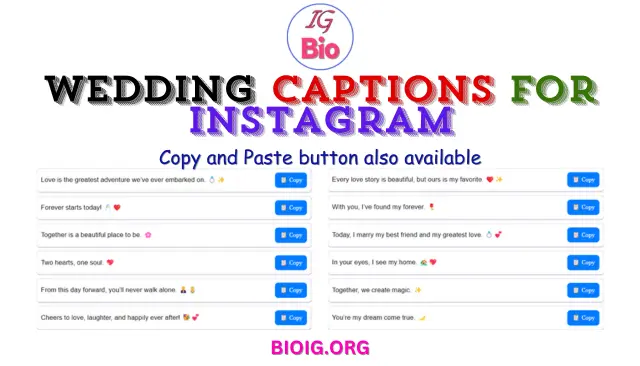 100+ Wedding Captions For Instagram | Copy & Paste