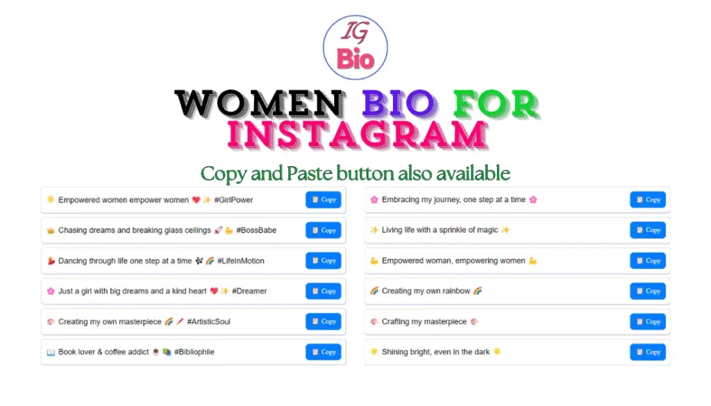 100+ Women Bio For Instagram | Copy & Paste